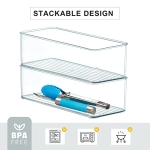 Hudgan 8 Pack Clear Plastic Drawer Organizer Bins Set, Stackable Cutlery Storage Bins Trays for Organizing Kitchen Supplies, Bathroom Supplies, Office Supplies, Crafts, Gadgets, Cabinet Supplies - Image 2