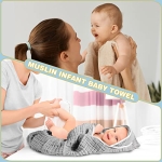 Muslin Cotton Hooded Baby Bath Towel Sets Large 32 x 32 Inch Soft Unisex Bath Towels Bulk for Babies, Toddler, Infant, Newborn, Baby Gifts for Girl Boy (Light Gray, 2 Pieces) - Image 3