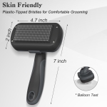 Swihauk Self Cleaning Slicker Brush for Dogs & Cats & Small Pets, Skin Friendly Grooming Cat Brush, Dog Brush for Shedding, Deshedding Brush, Hair Brush Puppy Brush for Haired Dogs, Gray - Image 5