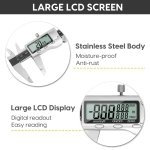 Digital Caliper Measuring Tool, 6 Inch Caliper Tool with Large LCD Screen, Easy Switch from Inch Millimeter Fraction, Stainless Steel Vernier Caliper Digital Micrometer for DIY/Household - Image 3